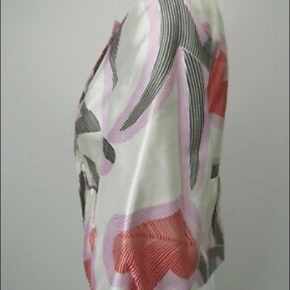 Etcetera Silk Geo Print Jeweled Crop Jacket 4 S - Picture 3 of 6